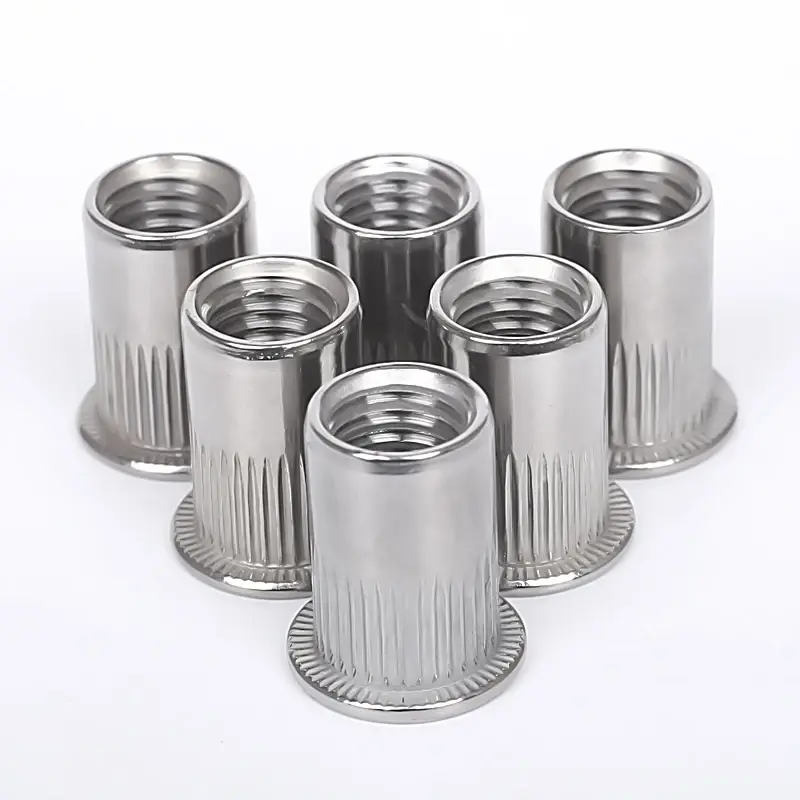 সমতল মাথা উল্লম্ব Knurled রিভেট বাদাম